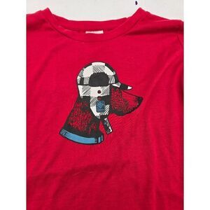 Columbia Youth Red Long Sleeve Tee With Graphic Dog Soccer Print Size 14/16 Poly